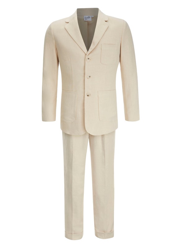 Linen Patch Pocket Suit - Socialite 1930s 1940s F… - image 1