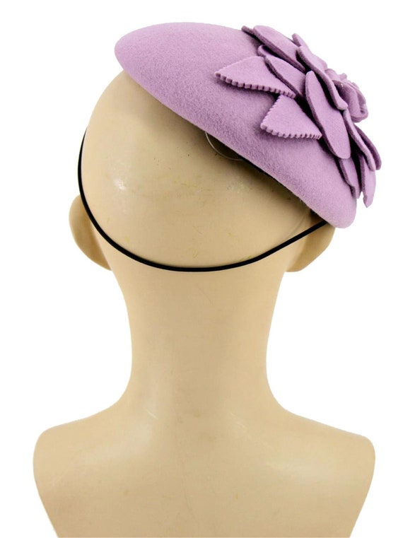 Mauve Vintage Style Felt Flower Fascinator Hat Pa… - image 4
