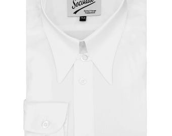 Camisa estilo vintage con cuello de solapa y punta de lanza: estilo años 40