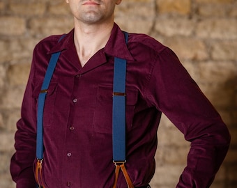Camisa de campamento para hombre, estilo vintage de los años 50, cuello abierto, color burdeos y rojo