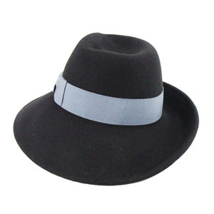 Women's Hat - Black Ladies 1940s Vintage Style Tilt Hat Retro Felted Hat
