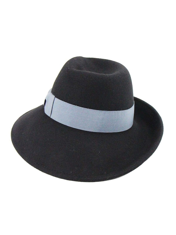 Black Wool Felt Tilt Hat - 1940s Vintage Style With  display picture 1