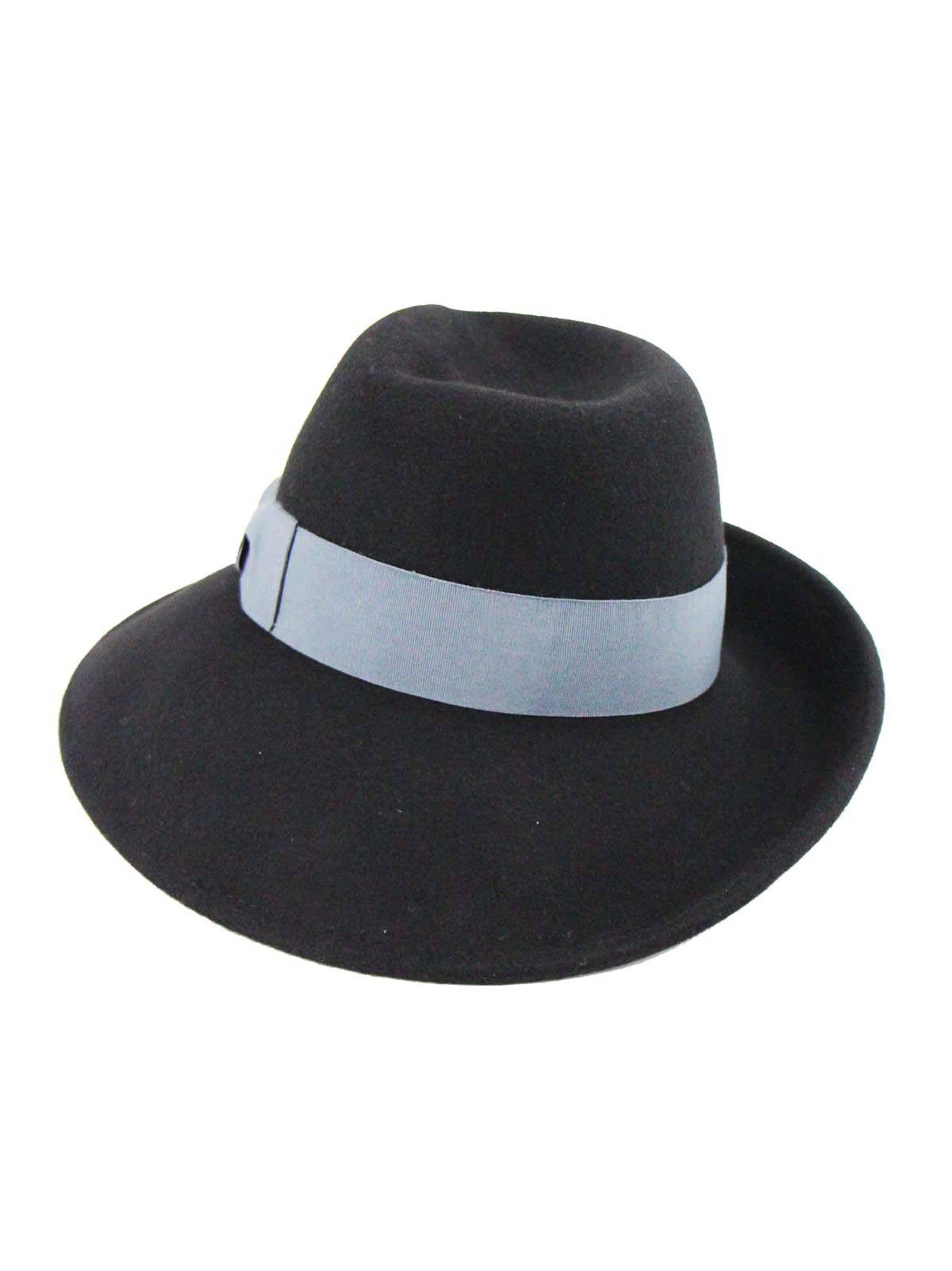 Vintage Black Women\'s Wool Tilt Hat with Ribbon Accent 1940s 50\'s P1110129__69213.1714678527.JPG?c=2 main image 4