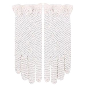 Crochet Gloves - Women&#39;s 1940s 1950s Vintage Style - Cotton Mesh Scalloped Gloves - Ivory