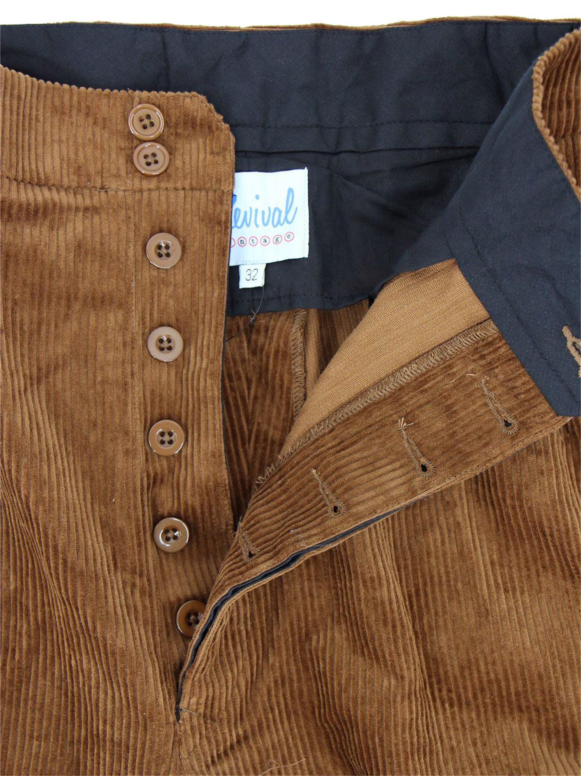 Retro Corduroy Trousers - Revival 1940s 1950s Vintage Style Retro Corduroy Trousers - Revival 1940s 1950s Vintage Style