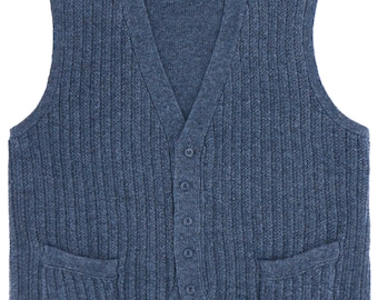 Gilet tricoté des années 40 - réplique authentique vintage des années 40 - gilet débardeur socialite « Rufus » en bleu - tricot rétro pour hommes