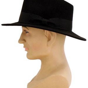 Classic Fedora Hat Black Pure Wool Men's Hat Authentic 1940s Retro Vintage Style image 4