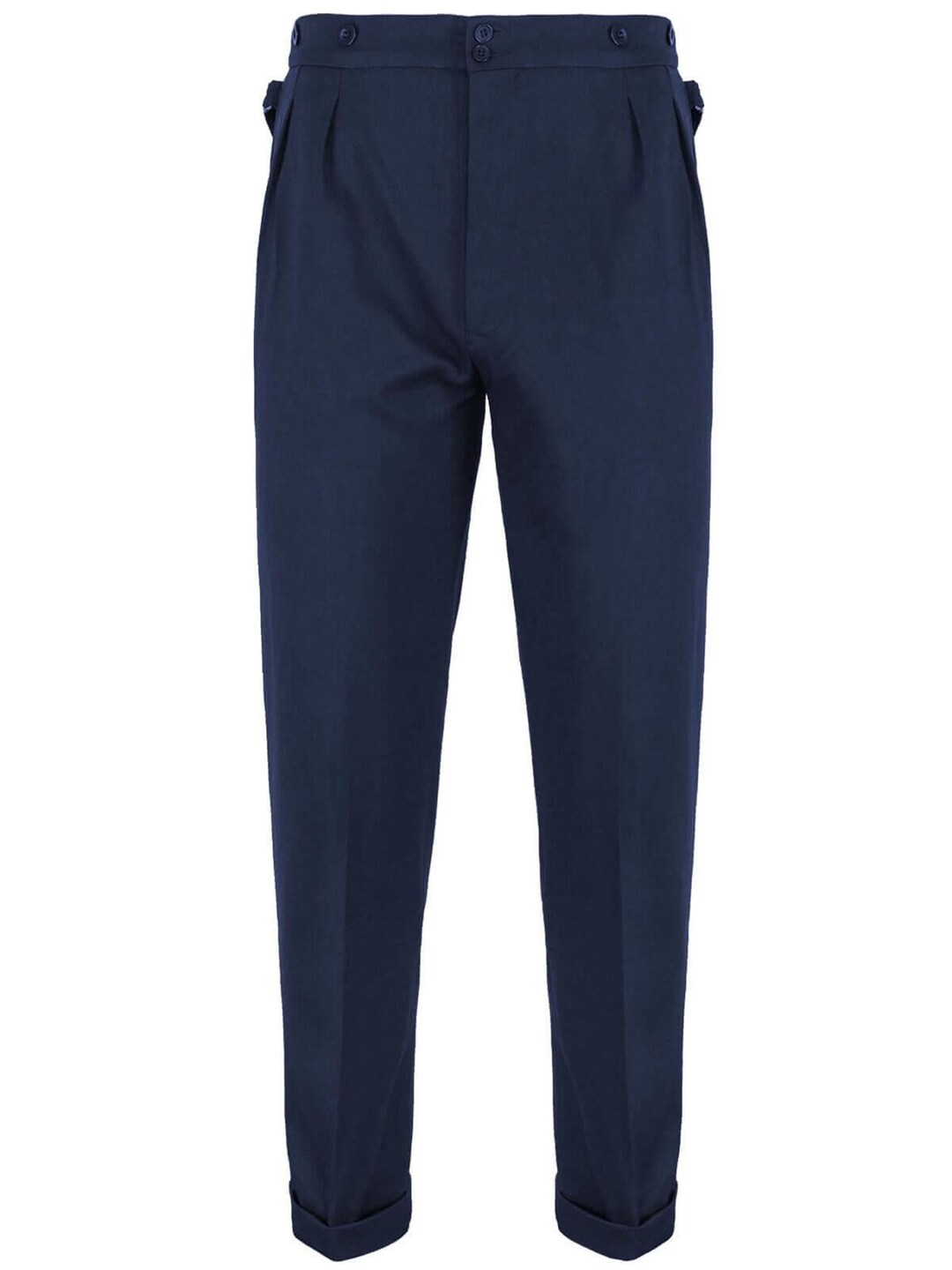 Vintage Casual Navy Pinstriped Trousers - W34 L29 main image 1
