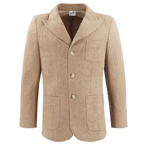 Wollen jas met opgestikte zak - beige socialite jaren 30 jaren 40 jaren 40 kwaliteitslook - vintage stijl &#39;Gallivant&#39;-jasje - normaal