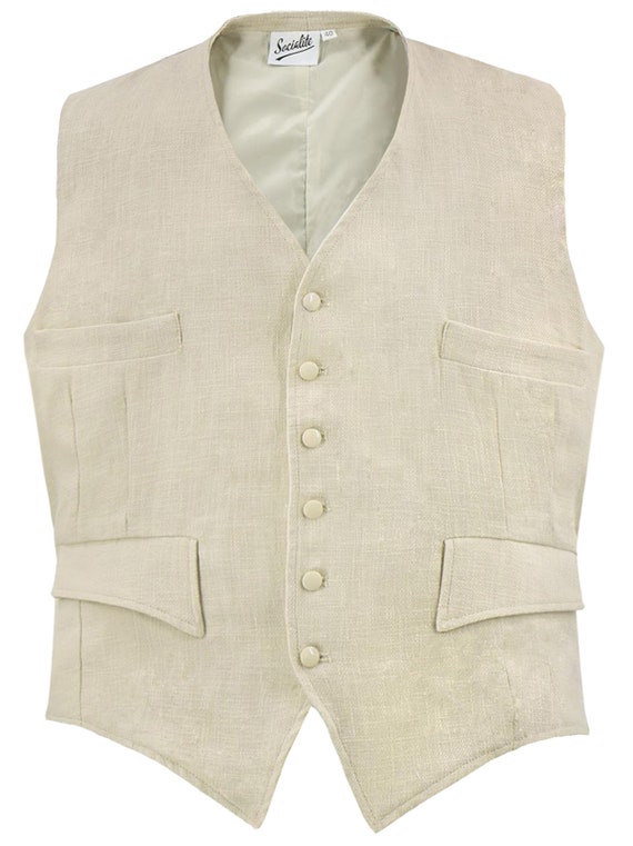 Linen Waistcoat - Socialite 1930s 1940s Forties Qu