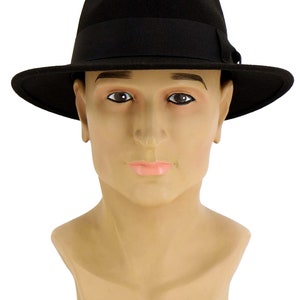 Classic Fedora Hat Black Pure Wool Men's Hat Authentic 1940s Retro Vintage Style image 3