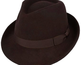 Trilby Hat | Brown Pure Wool Men's Hat Authentic 1950s Look Fifties Style
