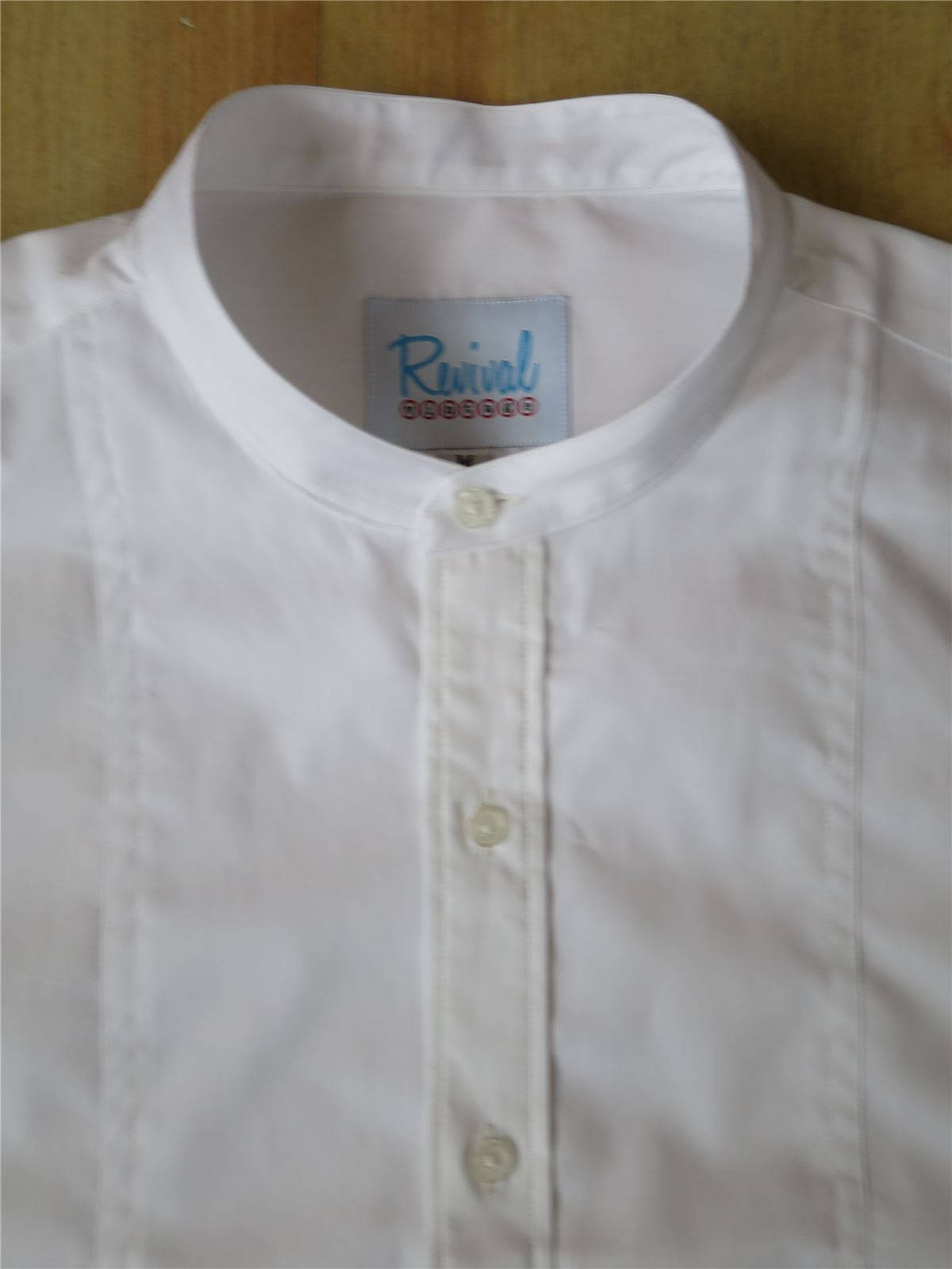 Image of Vintage Style White All Cotton 1930S 40S Collarless Shirt