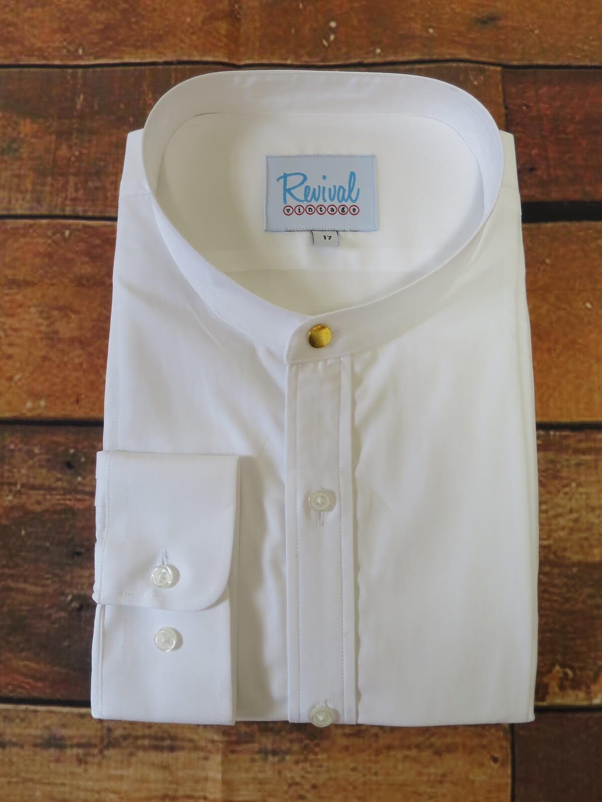 1940s Style Revival White Collarless 