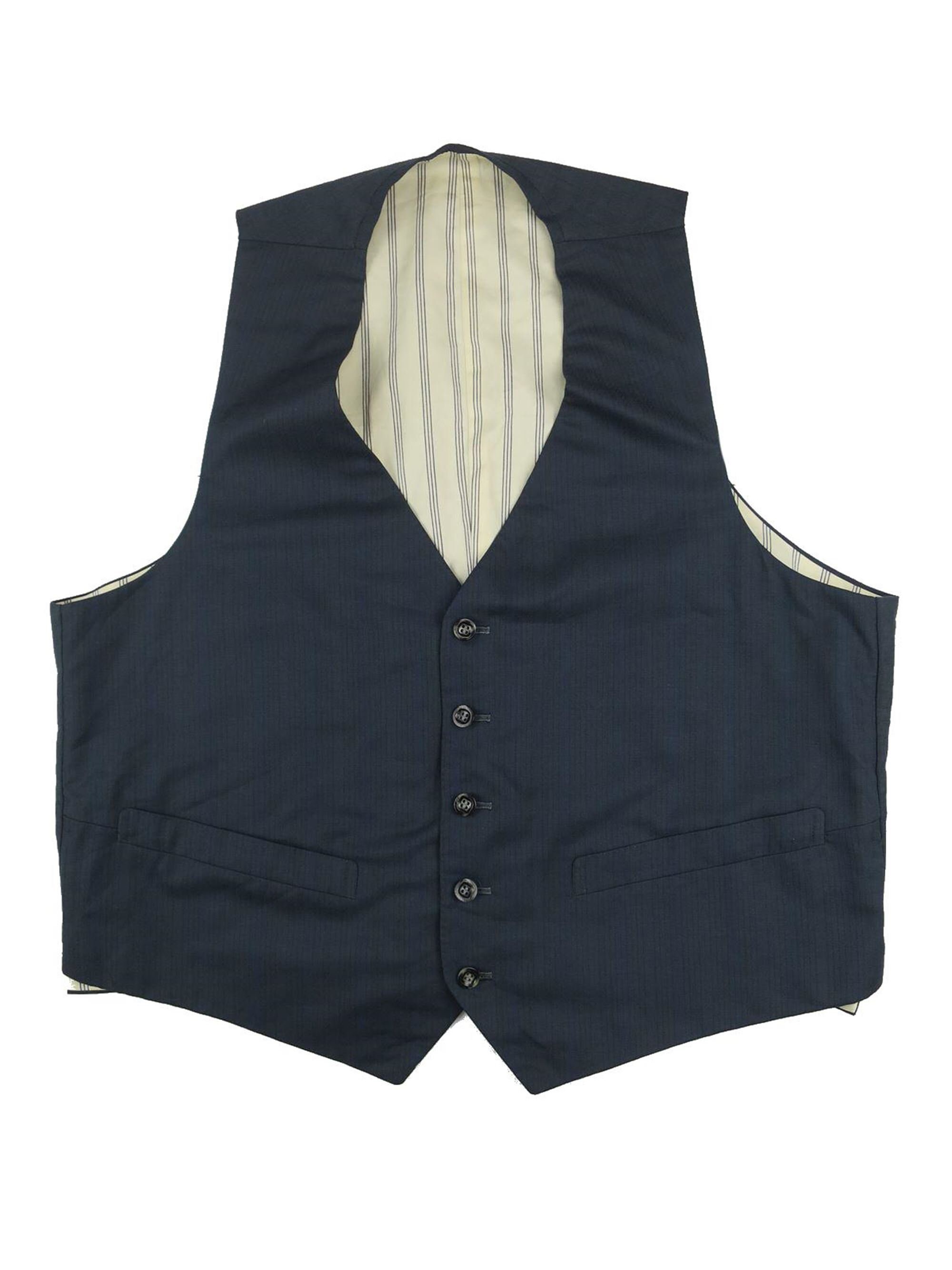Image of Vintage Waistcoat - True Dark Grey Stripe With Two Pockets Chest 38"