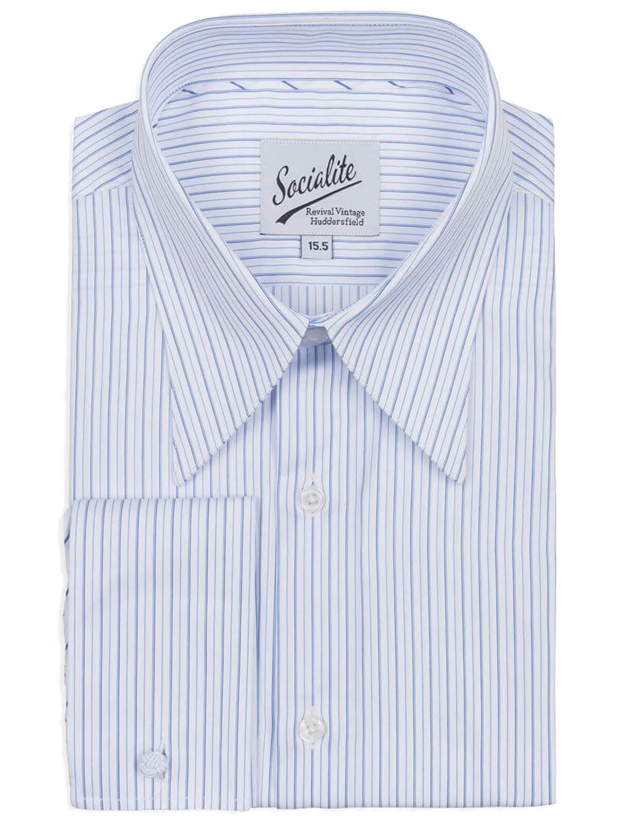 Watercolor striped monogram workwear denim shirt, Men's Fashion