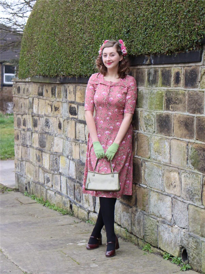 1940s Women’s Outfit Inspiration     Forties Floral Dress - 1940s Authentic Double Eleven Vintage Replica - Socialite Tribute