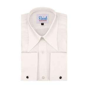 Ivory Spearpoint Collar Shirt - 1930s 1940s Authentic Vintage Look - Revival Pure Cotton French Cuff Shirt - Men's Peaky Blinders