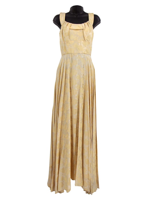 Vintage 1940s Pale Gold Roses Brocade Evening Gown UK 6-8 | Etsy UK
