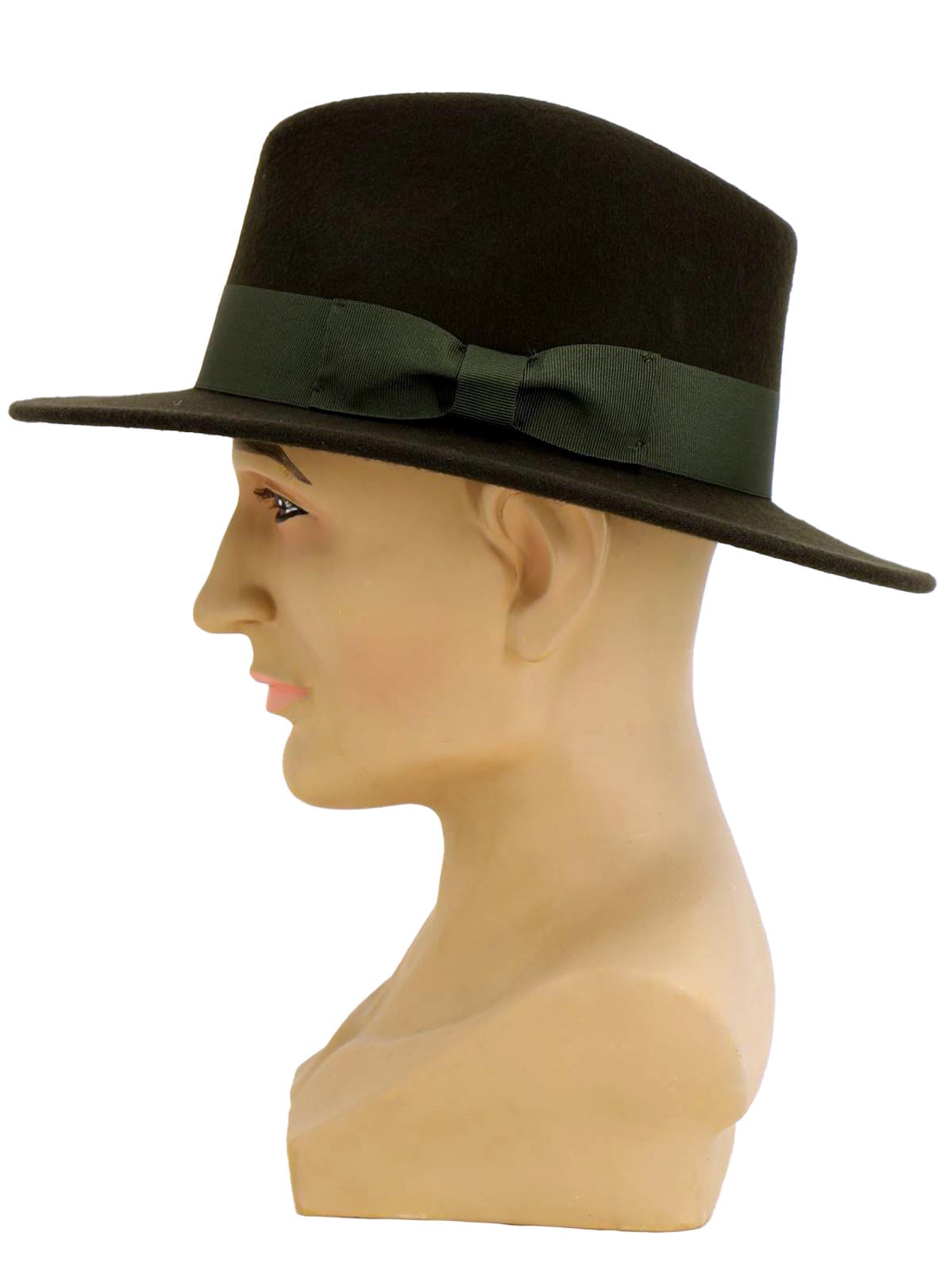 Classic Fedora Hat | Dark Green Pure Wool Men display picture 1