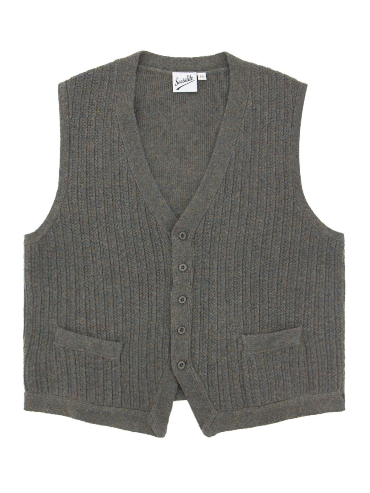 Mens 1940s Style Knitted Rufus Waistcoat - Wool Sweater Vest