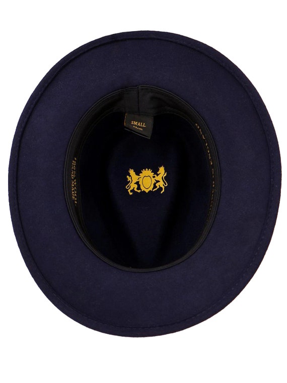 Classic Fedora Hat | Navy Blue Pure Wool Men display picture 3