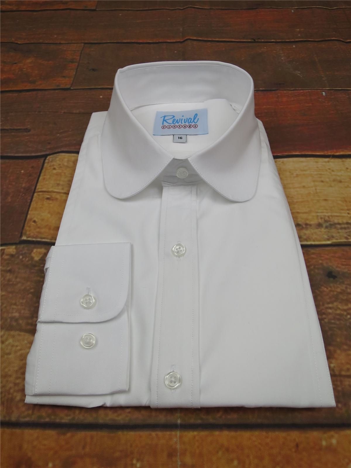 Image of Revival Authentic 1920S, 30S, 40S Style White Club Collar Shirt