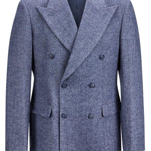 Wollen jas visgraatmotief - Socialite jaren 30, jaren 40, jaren &#39;40 kwaliteitslook vintage stijl &#39;deliverance&#39; jas - blauw