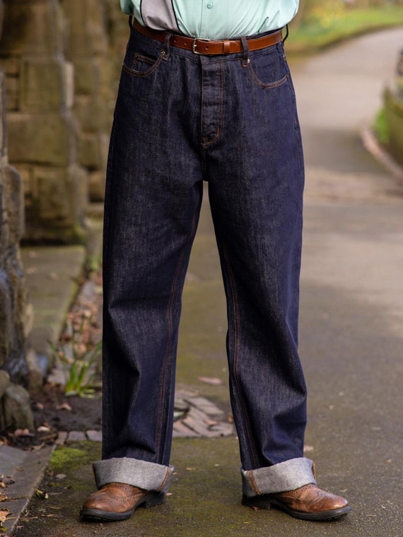 Mens Retro Denim Jeans - 1940s 1950s Vintage Styl… - image 5