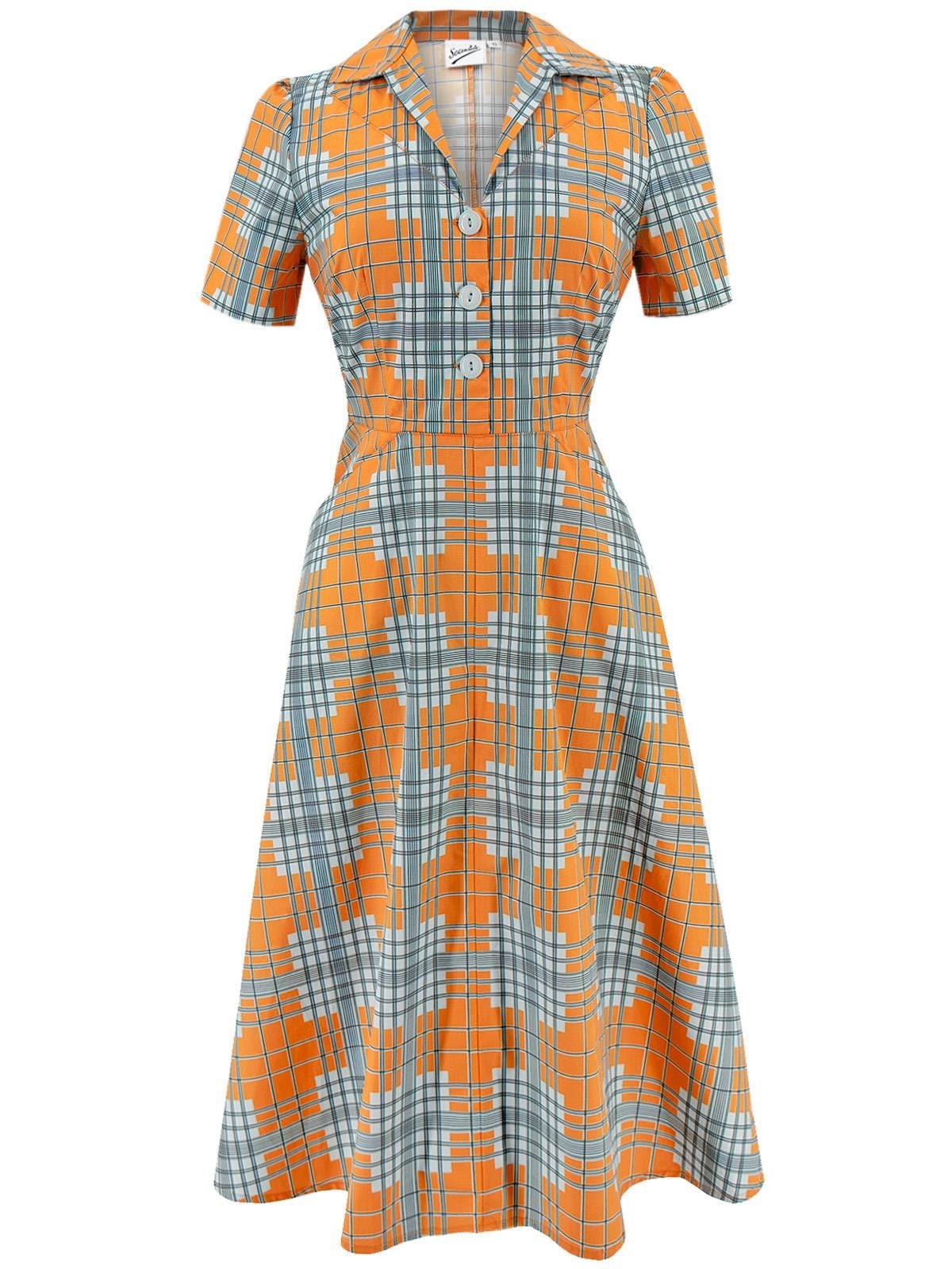 orange plaid dress Greta 2X featuring a bold pink and orange plaid pattern perfect for warm Orange Plaid Crop Top and