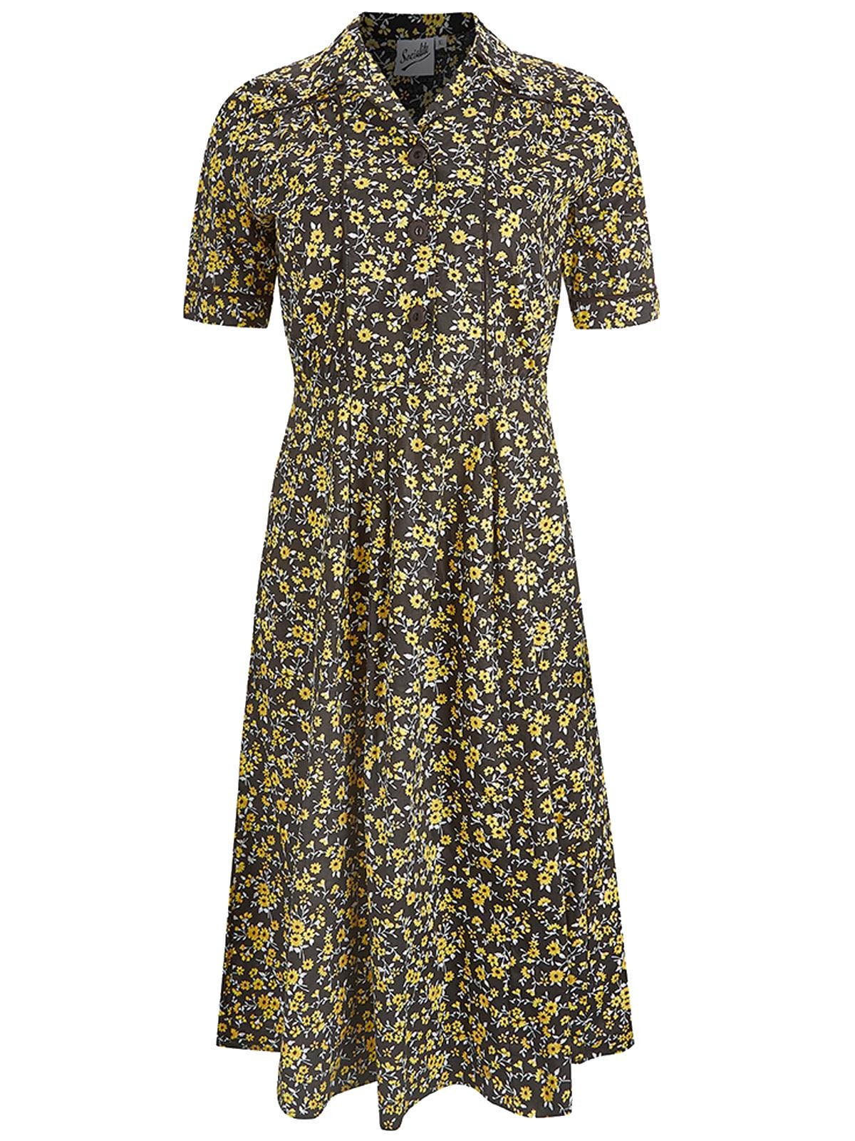 1940s Style Cotton Dress - Black Floral Vintage Day Dress - Etsy