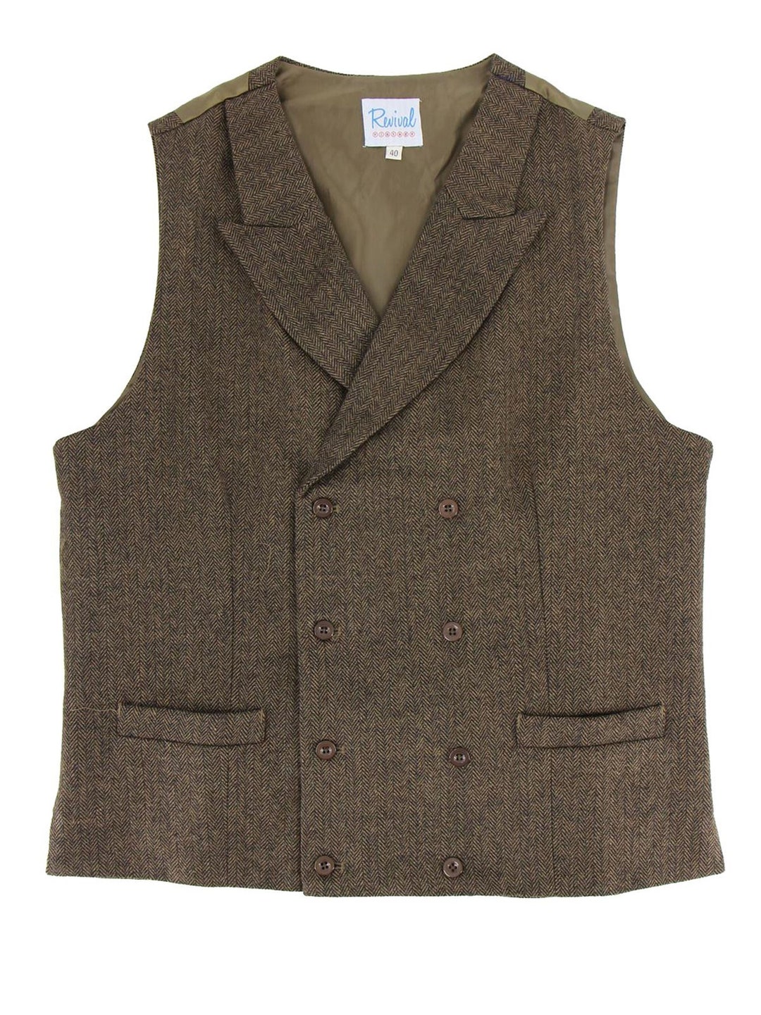 Herringbone Wool Waistcoat 1940s Style Authentic Vintage - Etsy
