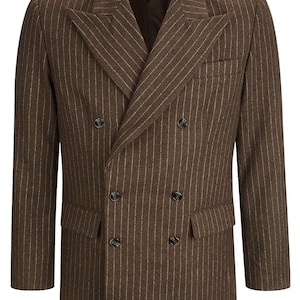 Wollen jack met krijtstreep - Socialite jaren &#39;30, jaren &#39;40, kwaliteitslook vintage stijl &#39;Deliverance&#39;-jas - blauw