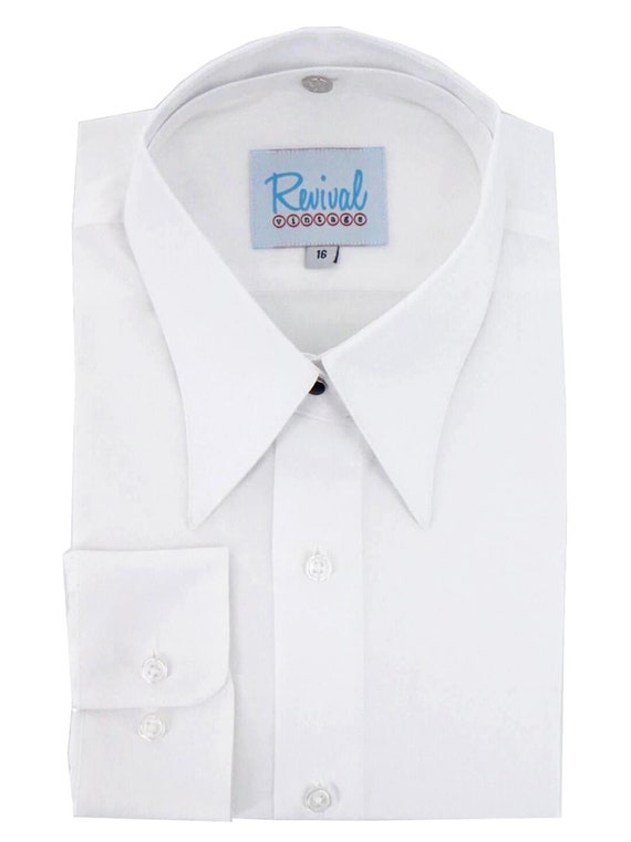 White Shirt with Spearpoint Collar - 1930s 1940s … - image 1