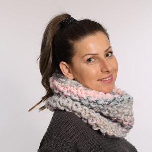 Chunky Knit Snood, Stocking Stuffer, Soft Knitted Cowl, Neck Warmer, Knit Snood, Soft Winter Scarf Snood, Hand Knit Cowl, Unisex Scarf image 4