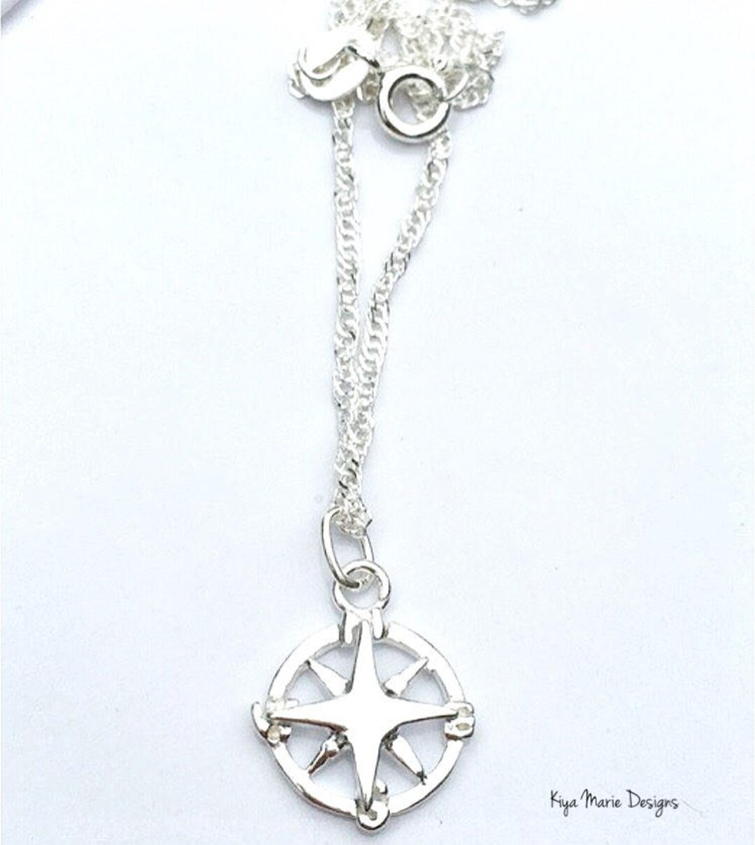 Compass Jewelry, Navigation Jewelry, Sterling Silver Compass NSEW
