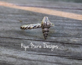 Cone shell shell Ring, triton's trumpet shell, Sterling Silver Argentium Silver Stack Rings, Sea life nautical rings, beach ocean jewelry