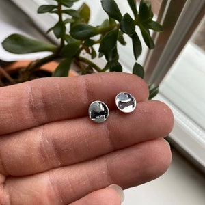 Cape Cod earrings/silver stud earrings/silver ocean earrings/recycled argentium silver/stamped silver earring/nature earrings/minimalist image 3