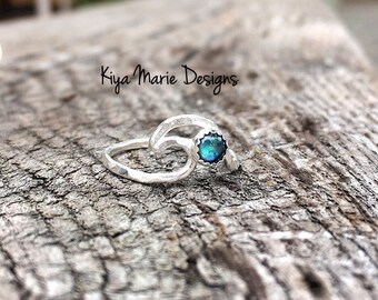 Silver wave ring, Abalone Ring, Argentium sterling silver wave, shark dolphin fin ring, ocean jewelry, sea waves ring, beach jewelry ring