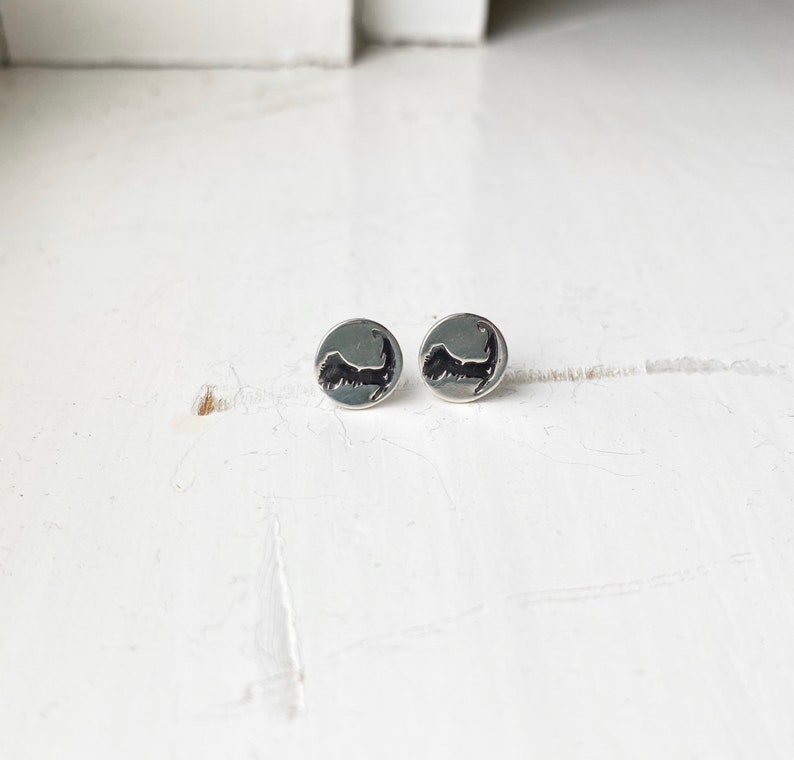 Cape Cod earrings/silver stud earrings/silver ocean earrings/recycled argentium silver/stamped silver earring/nature earrings/minimalist image 1