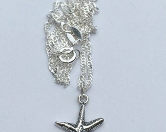 Starfish jewelry, sea star jewelry, sterling silver starfish necklace, ocean bridesmaid necklace, beach creature necklace,silver charm