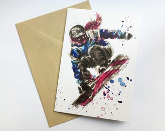 Snowboarder Greetings Art Card