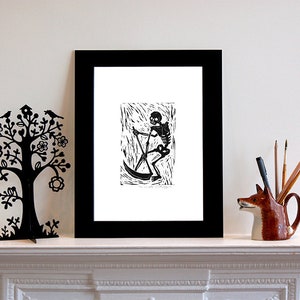 Limited Edition 'La Morte' Hand-Printed Linocut Print 14 x 11, Hand Made Gothic Art Print image 5