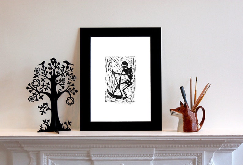 Limited Edition 'La Morte' Hand-Printed Linocut Print 14 x 11, Hand Made Gothic Art Print image 5