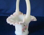 FENTON Rose Hand Painted 40th Anniversary Basket
