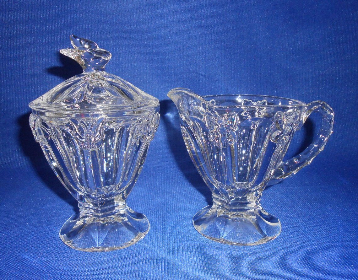 Lenox Crystal Spring Time Butterfly Creamer & Covered Sugar Etsy