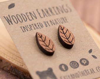 Leaf Shaped Wooden Earrings