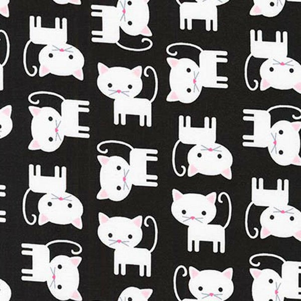 Urban Zoologie Cat, Cat Fabric, Cotton Fabric, Fabric by the Yard, Black and White Fabric, Retro Fabric, Retro Cat, 60s Fabric Mod Cat, Cute