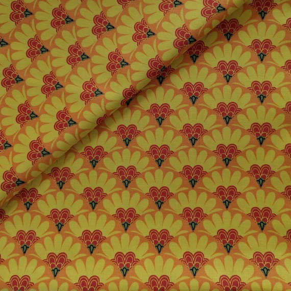 Quilting Treasures YARD Calico Fabric Brown Abstract Leaf Allover