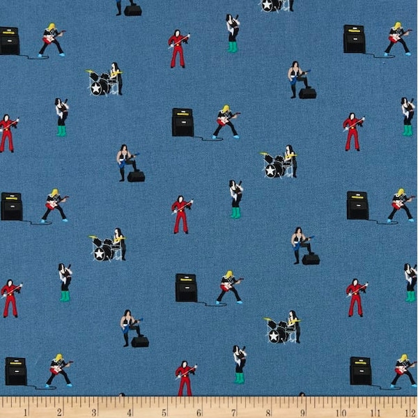 Pour Some Sugar On Me, Rock Star Fabric, Novelty Fabric, Cotton Fabric, Fabric by the Yard.  Def Leppard, Rock and Roll Fabric, Music Fabric